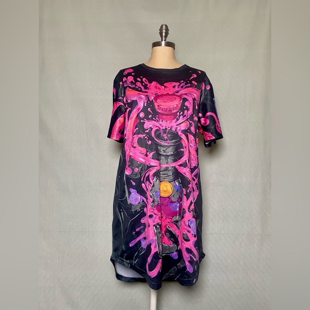 Scummy Bears Vibrant Pink and Black “champagne drip” Graphic long tee